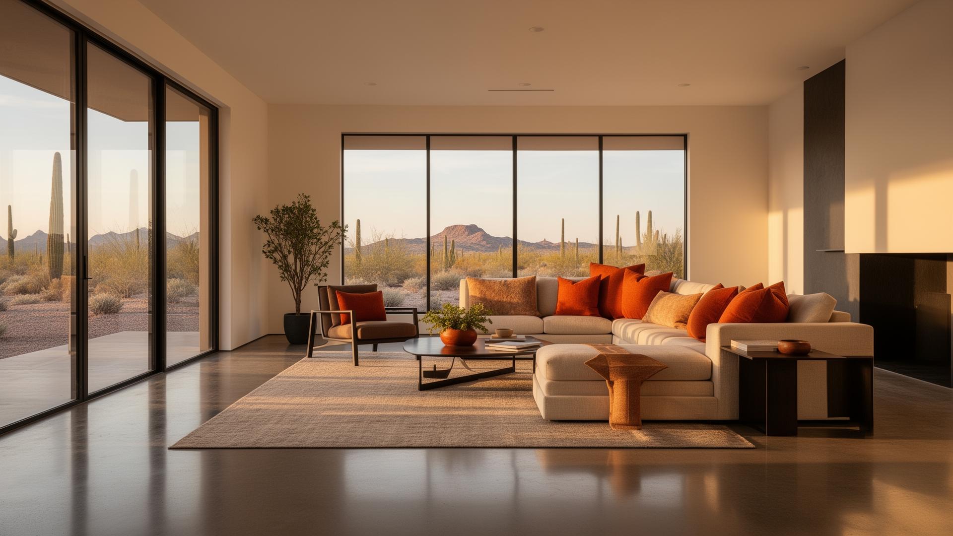 Spotless modern Arizona living room cleaned by Tidy Torch